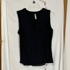 Elegant Black and blue geometric Sleeveless Top